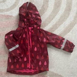 Children's Raindrop Patterned Raincoat - Red and Pink